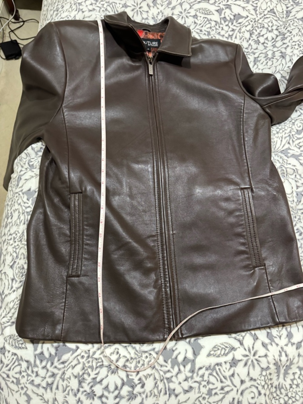 Women's Dark Brown Leather Zip-Front Jacket - Picture 12 of 15